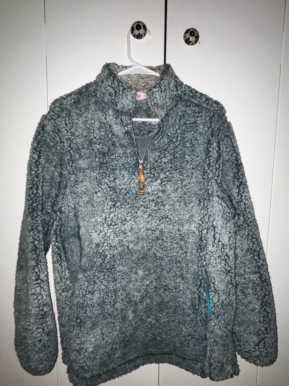 Cozy Plush Quarter-Zip Sherpa Pullover - blue
